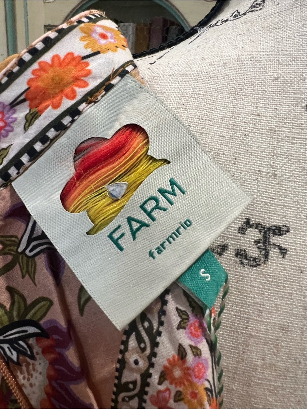 Farm Rio Mini Dress in floral browns Rust and Cream - Picture 8 of 8